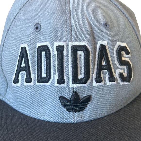 2012 Adidas Trefoil Wool Blend Snapback Cap 3D Embroidered Retro Hat Grey/Black - Picture 3 of 8